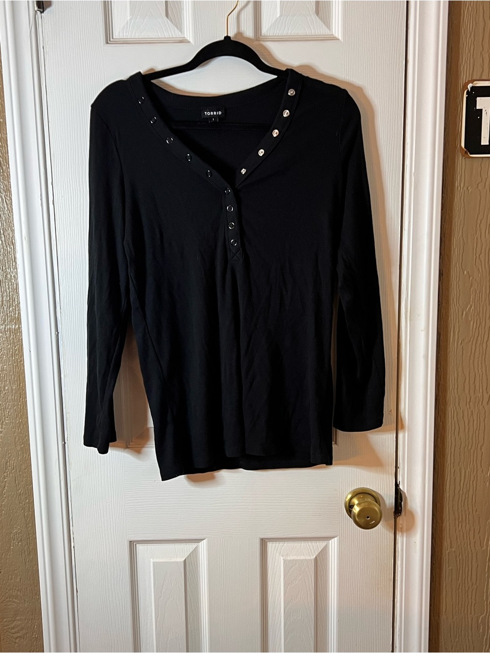 torrid black Long Sleeve Henley Top